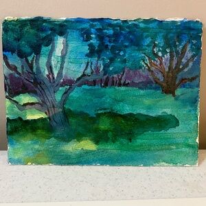 Original Watercolor Painting‎ Peaceful Nature Scene One Of A Kind Ready To Frame